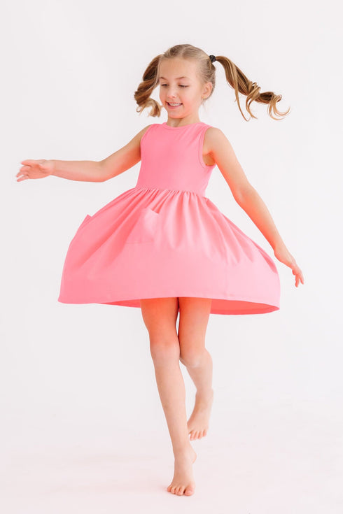 neon-pink-tank-pocket-twirl-dress Mila &  Rose - Sophia's Style--3T--4
